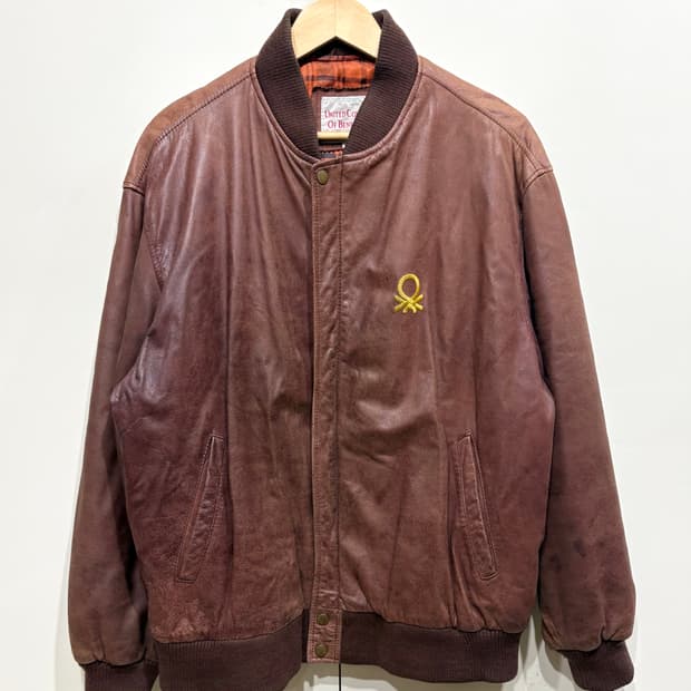 90's 베네통 카우 하이드 레더 자켓