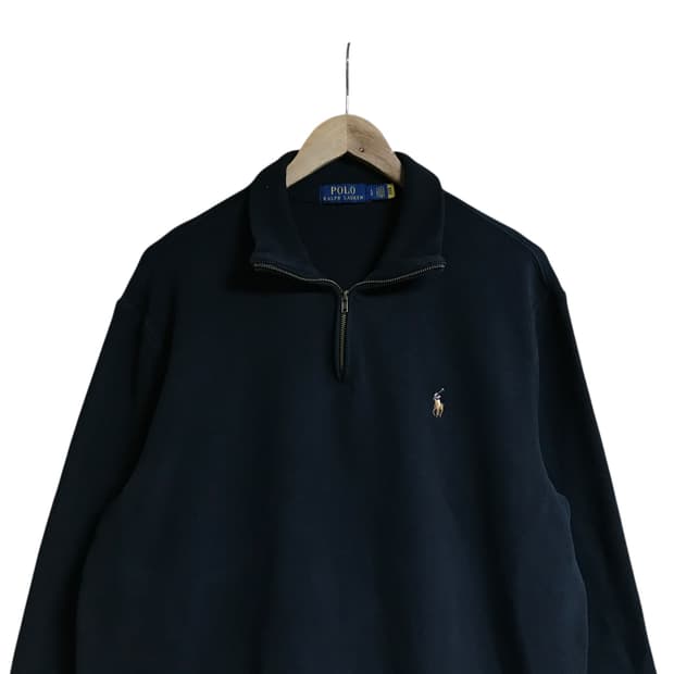 폴로 신형라인 큐알정품 검정 면코튼 반집업