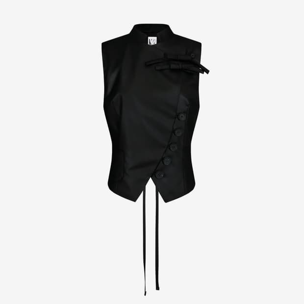 Preppy China Collar Vest Black