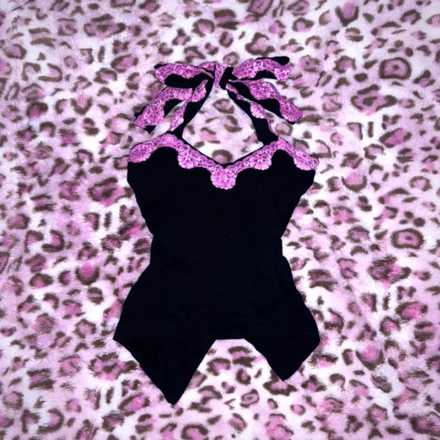 ma*rs 레이스 나시 탑 갸루 핑크 블랙 슈가글로즈 브라