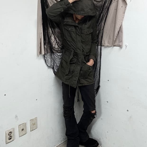 Grunge Mood Gimmick Design Over-Hoodie J