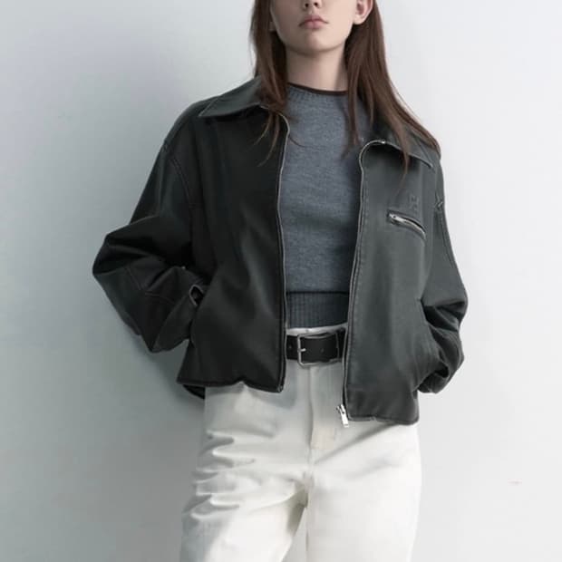 Studio table 레더 봄버 jk 자켓