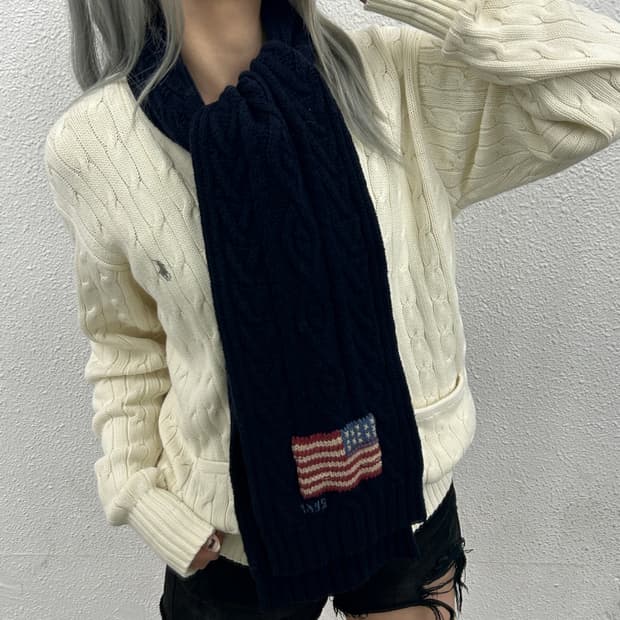 폴로 랄프로렌 성조기 네이비 니트 머플러