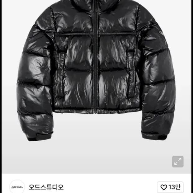 오드스튜디오 글로시 에코 푸퍼 숏패딩-BLACK