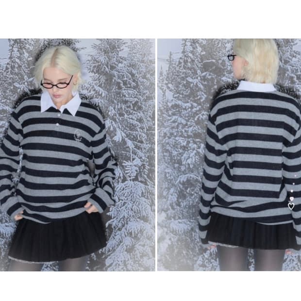 드라이로즈 COTTON CANDY RUGBY TEE (BK)