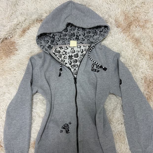 키치갸루 스트라이프 너드 후드 후집 후드집업