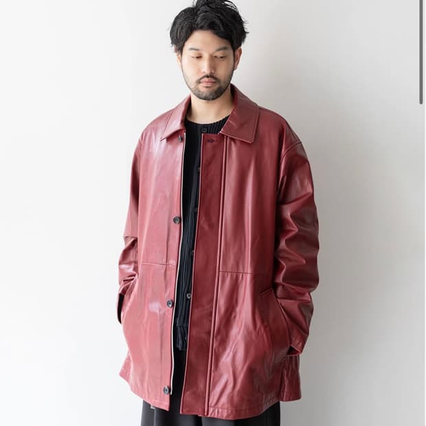 [L Size 체감] 슈타인 Stein 레더 카코트 자켓 고트스킨 레드
