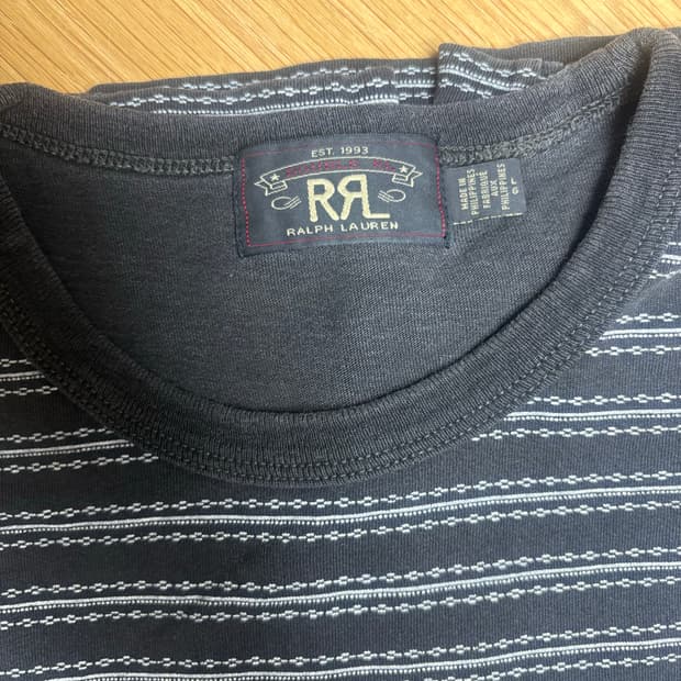 RRL 인디고 스트라이프 저지 티셔츠 블랙 멀티 L