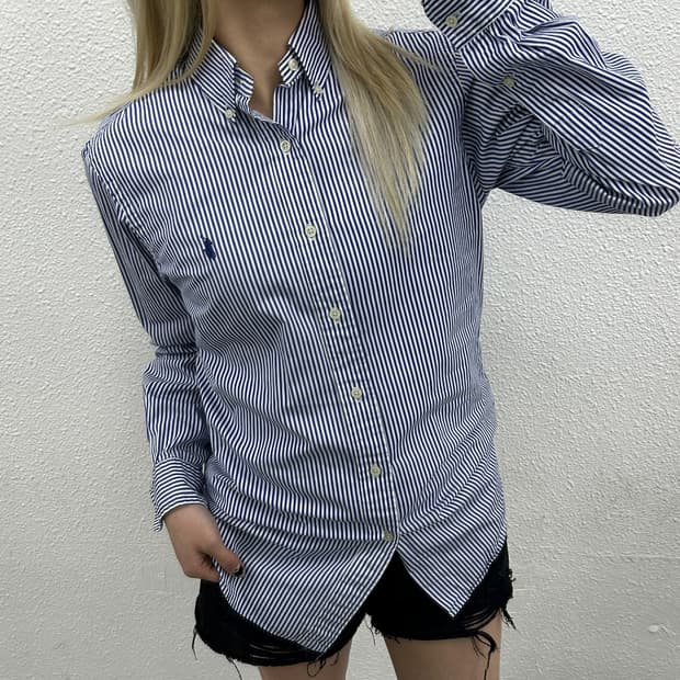 폴로 랄프로렌 네이비포니 블루 스트라이프 셔츠 XS