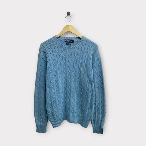 폴로 랄프로렌 하늘색 케이블 니트 2XL