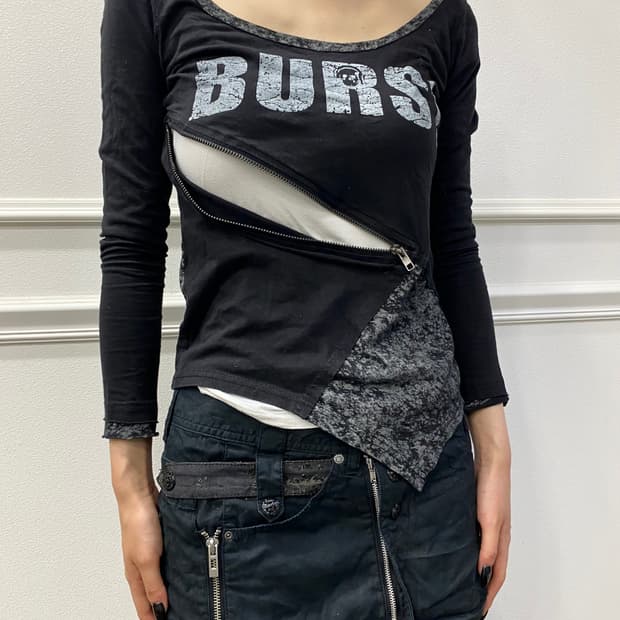 2000s Rare Zip&piercing Slim-FitVkei Lgb
