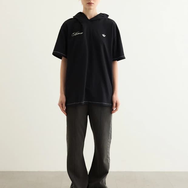 (새상품) 아바바브 x 아디다스 후드 티셔츠 블랙