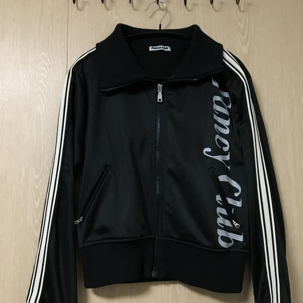 팬시클럽 라인 져지 트랙 집업 블랙