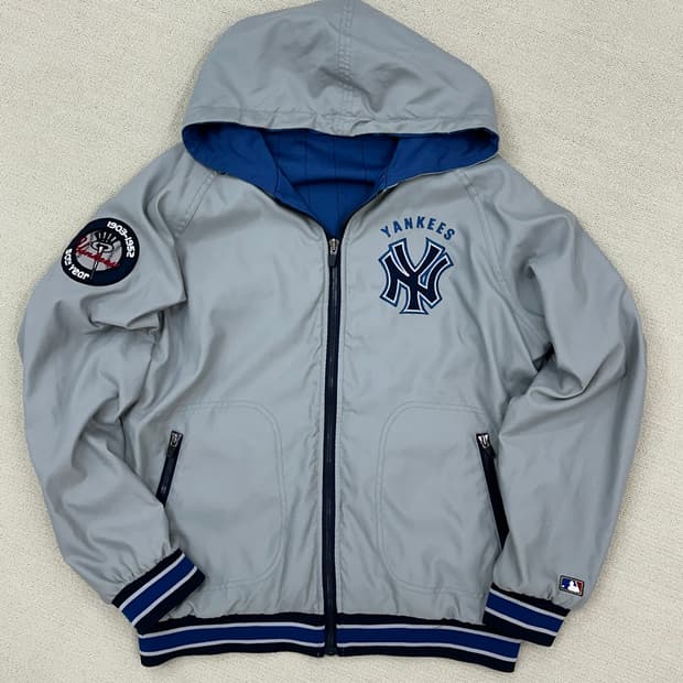 MLB 뉴욕 양키스 양면 후드 자켓 블루/그레이