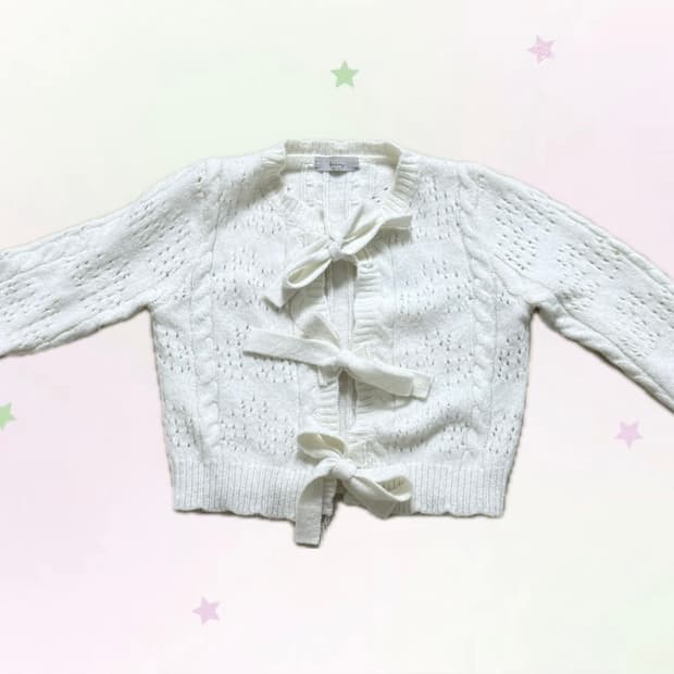 모리걸st 리본 펀칭 니트 가디건🌨️🤍