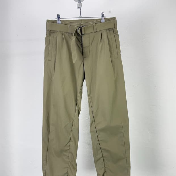 나이키 올리브 벨티드 버튼 플라이 핀턱 와이드 팬츠