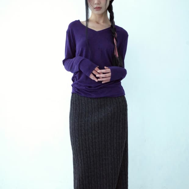 베이비랩 sheer v neck 티셔츠 바이올렛