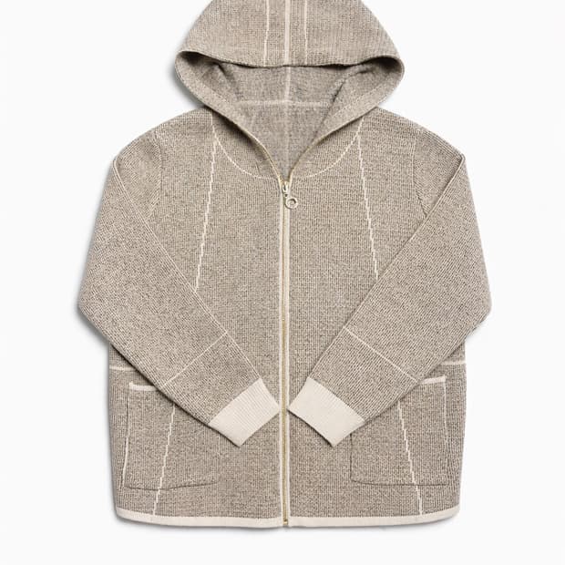 JPN 일본 빈티지 Y2K 모리걸 미니멀 베이지 멜란지 니트 후드집업