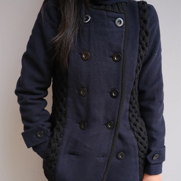 [Sample] 09aw Honeycomb cable peacoat