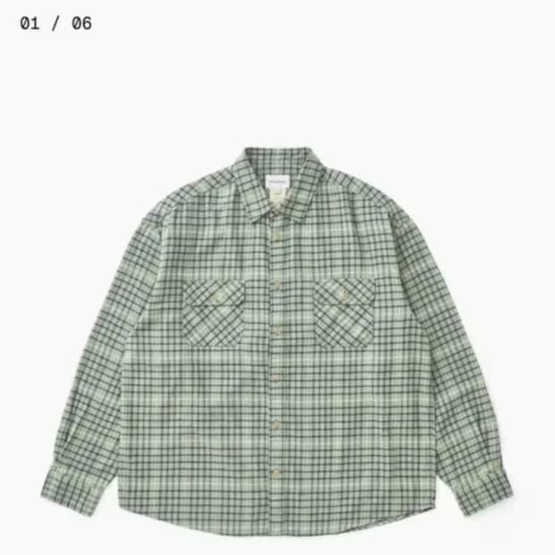 (M) 카키스 체크 셔츠