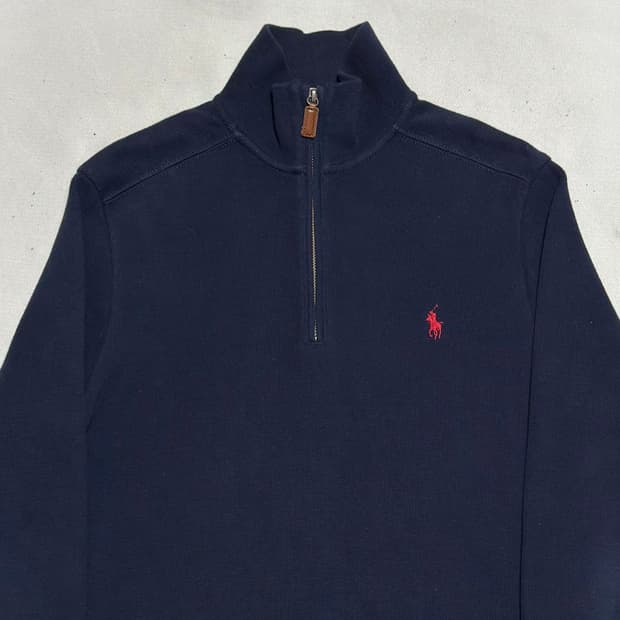 S 폴로랄프로렌 네이비 코튼 반집업 니트 