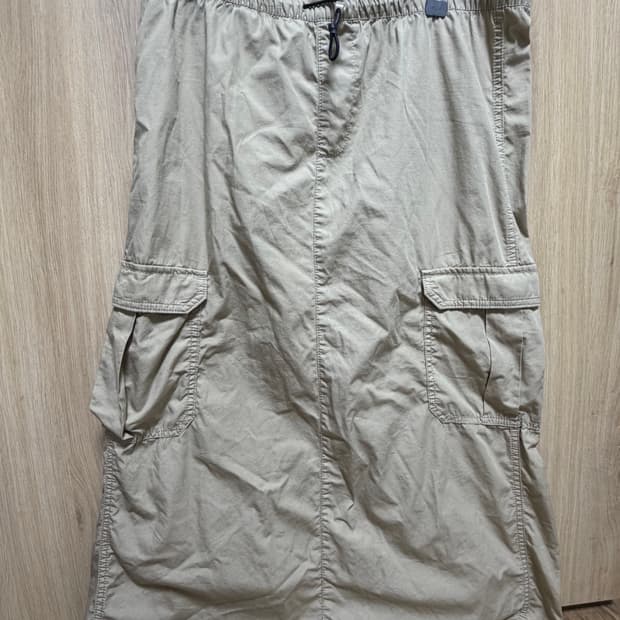 h&m 베이지 카고 밴딩 롱스커트