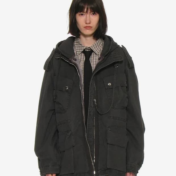 2 IN 1워시드 M65 필드 자켓_차콜