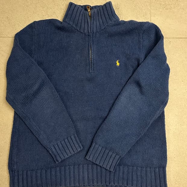 폴로 반집업니트 노란포니