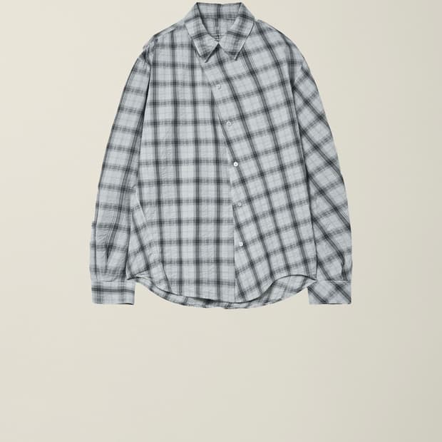 Ee  MENS GARMENT DYED CURVED CHECK SHIRT