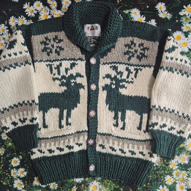 FAB 캐나다 사슴 패턴 헤비울 코위찬 성인 L-XL