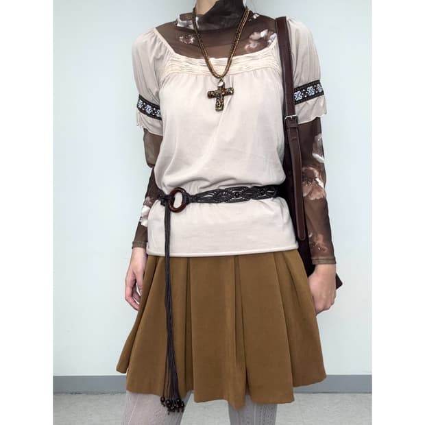 빈티지 브라운 모리걸 반팔