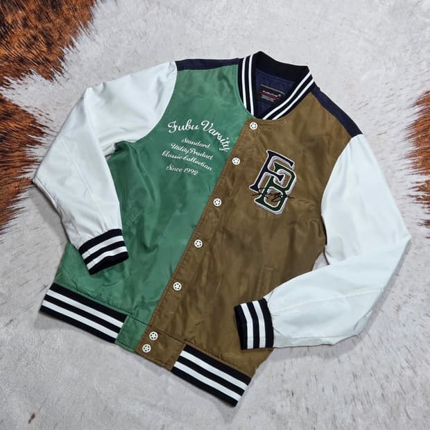 후부 올드스쿨 백자수 바시티 자켓