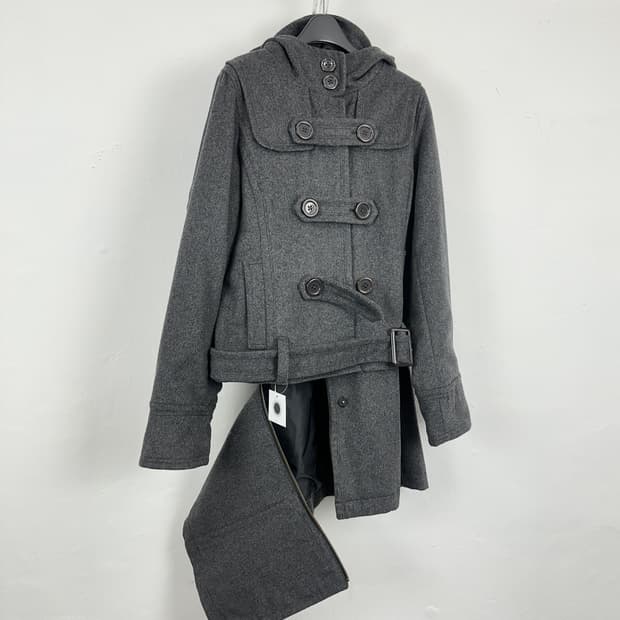 Charcoal strap convertible coat 