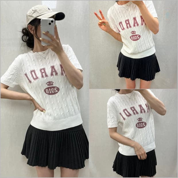 마르디 메크르디 꽈배기 반팔 니트/#3557