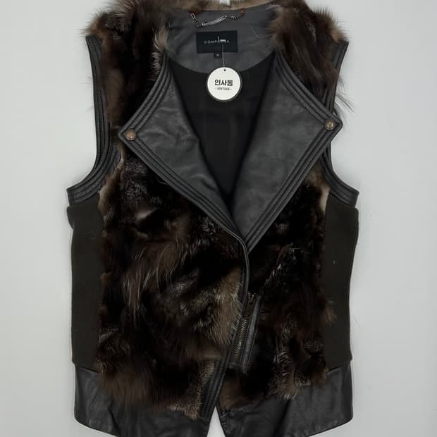 빈티지 양가죽 폭스 퍼 베스트