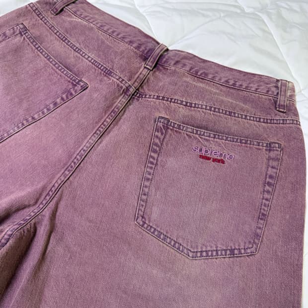 26ss 슈프림 배기 데님 쇼츠 Overdyed Purple