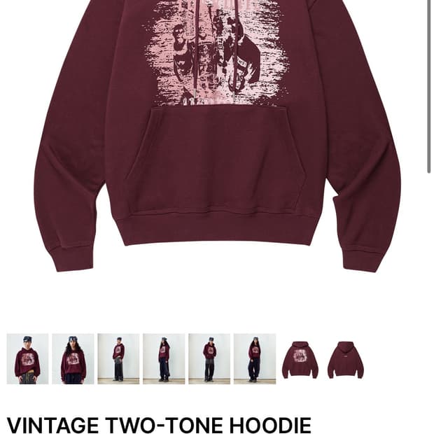 더바이닐하우스 투톤후디 버건디 L