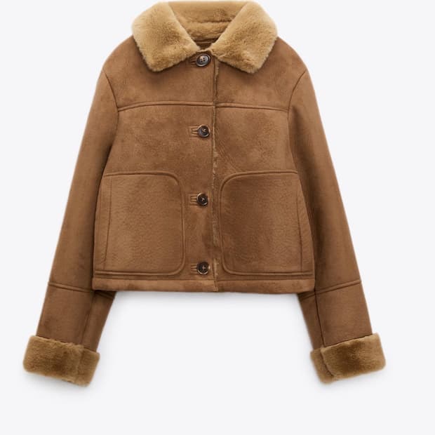 자라 페이크 스웨이드 더블 페이스드 크롭 점퍼 (M)