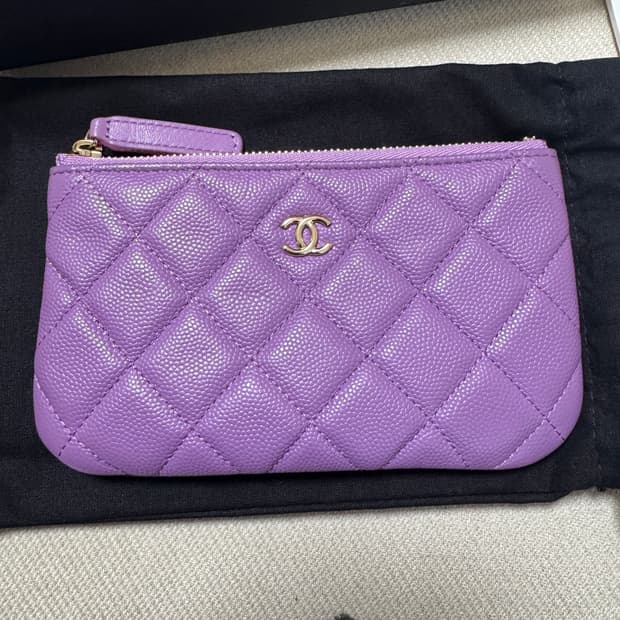 샤넬 클래식 캐비어 미니파우치 퍼플 라벤더 세제품
