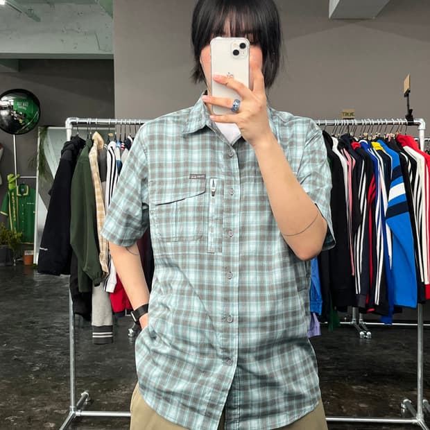 랭글러 반팔 체크 셔츠