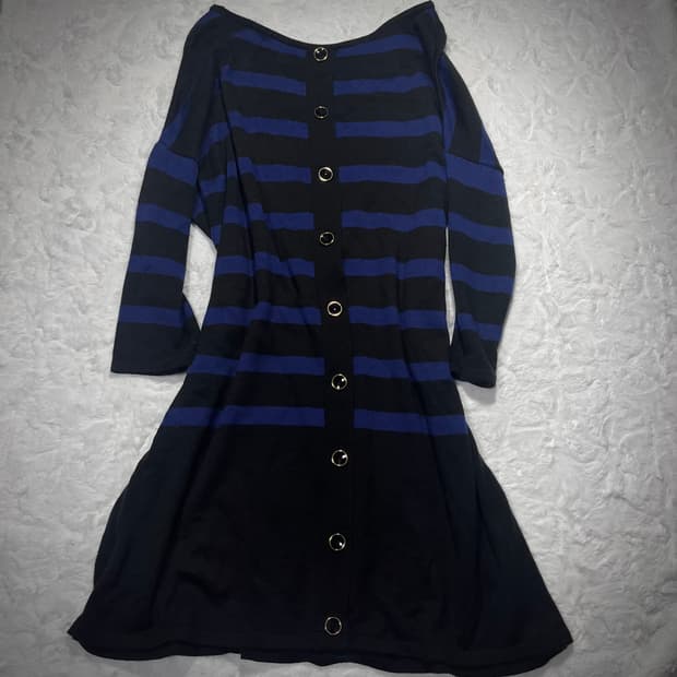 Boogie 오네갸루 블루 스트라이프 니트 원피스