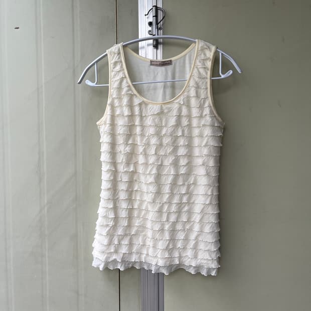 white frill sleeveless