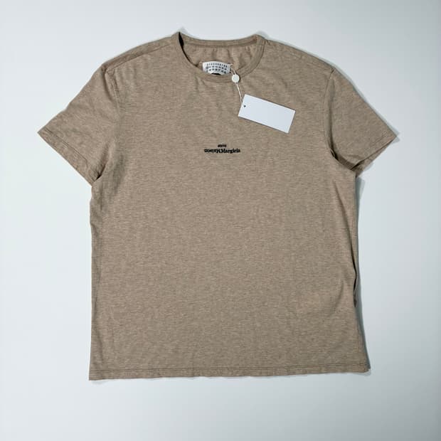 메종 마르지엘라 리버스 로고 티셔츠 베이지 50사이즈