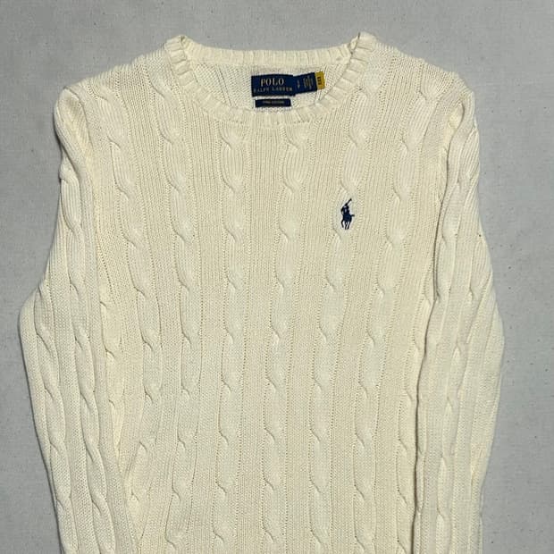 S 폴로랄프로렌 피마 코튼 슬림핏 여성용 케이블 니트