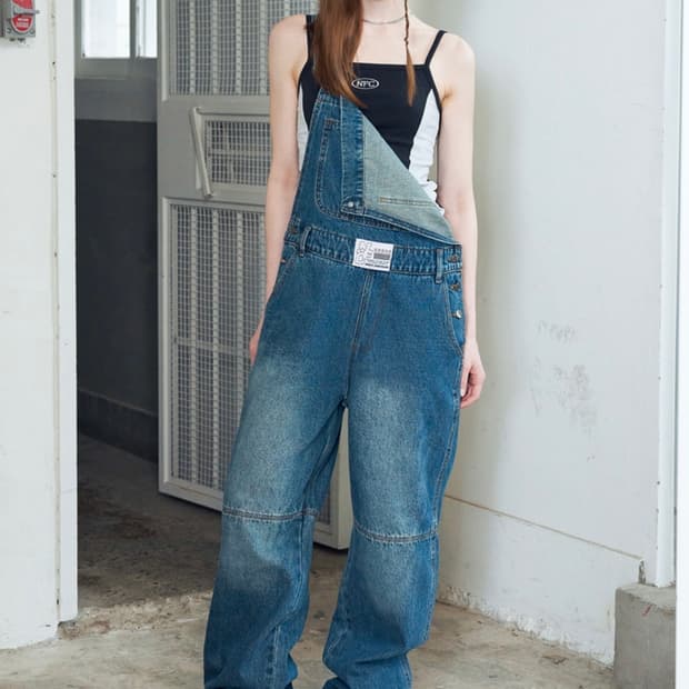 네스티팬시클럽 유쓰 데님 오버롤 (다크블루)