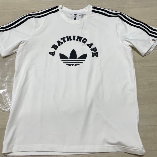 [L] 아디다스 x 베이프 반팔 티셔츠 화이트