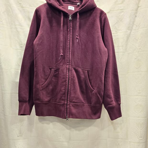 유니클로 버건디 후드 집업 M(95)