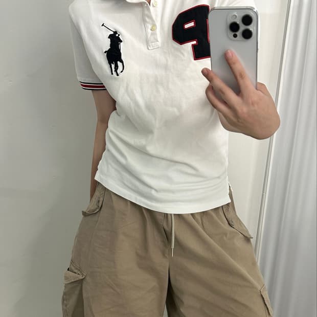폴로 랄프로렌 커스텀 슬림핏 배색 빅포니 카라 티셔츠