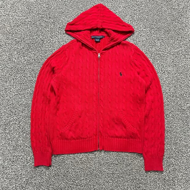 폴로(POLO RalphLauren)케이블 니트 후드집업