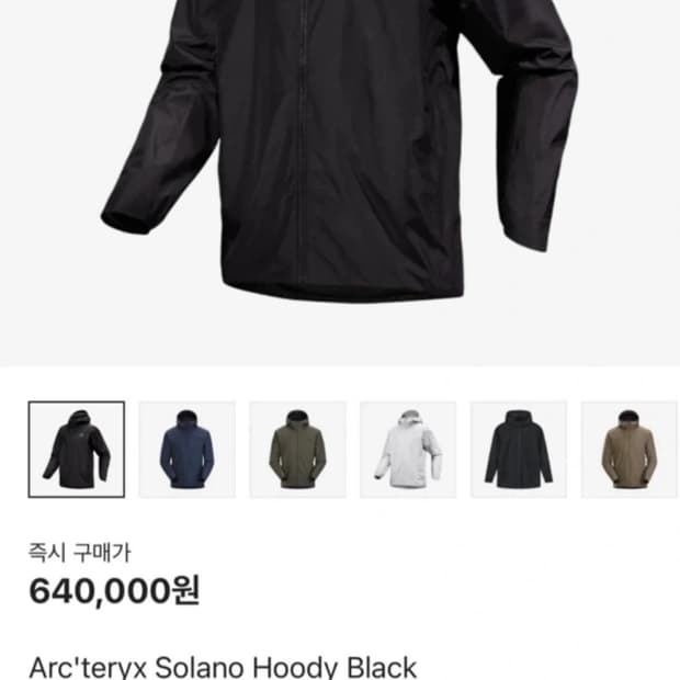 아크테릭스 솔라노 후디 블랙